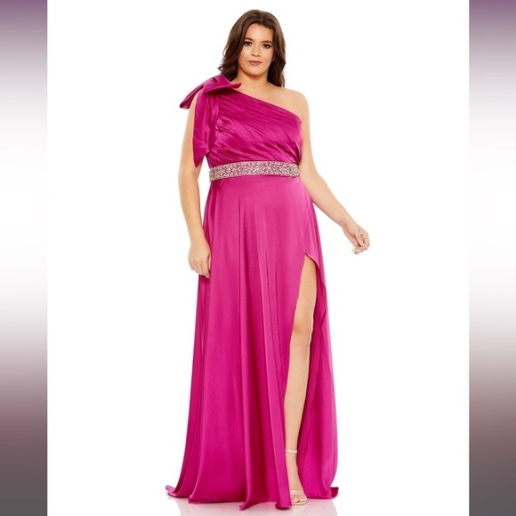 Mac Duggal 49576 High Slit One Shoulder Dress - Picture 1 of 13